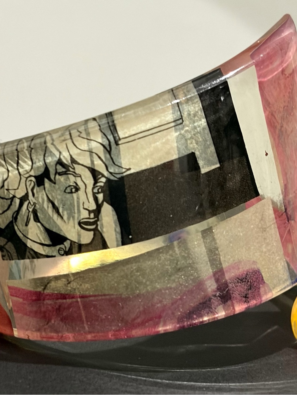 Contemporary Pink and Black Plastic  Cuff